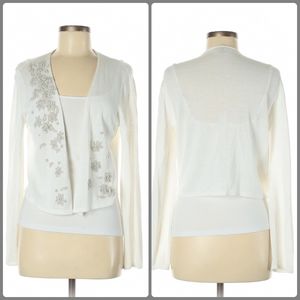 J. Jill Cardigan Ivory with floral detail
